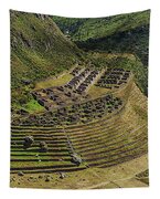 Ancient Terraces And Ruins In Andes Mountains Tapestry