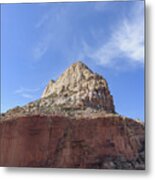 Majestic Mountain Peak Under Blue Sky Metal Print