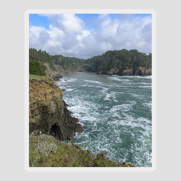 Coastal Bridge Over Rushing Waters Sticker