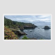 Serene Coastal Cliffs at Dawn Sticker