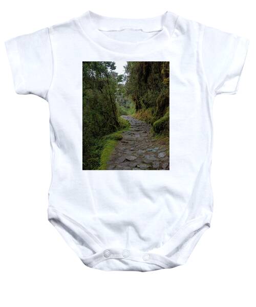 Moss-covered Path Through Lush Forest On The Inca Trail Baby One-Piece