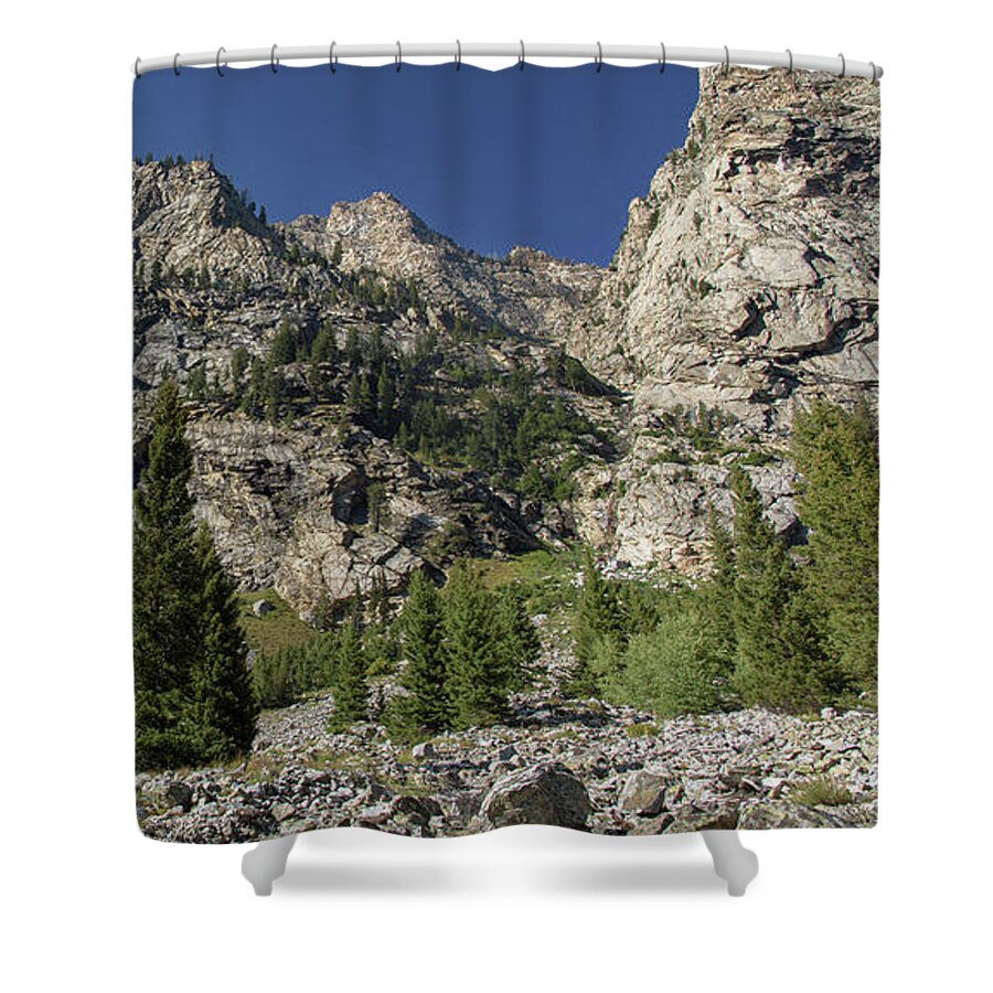 Majestic Mountain Peaks Under Blue Sky In Cascade Canyon Shower Curtain