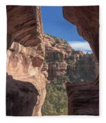 Canyon View Framed By Rocky Cliffs Fleece Blanket