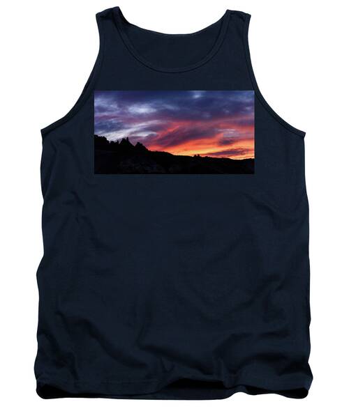 Vivid Twilight over Rocky Silhouette Tank Top