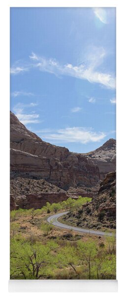 Winding Road Through Desert Canyon Yoga Mat