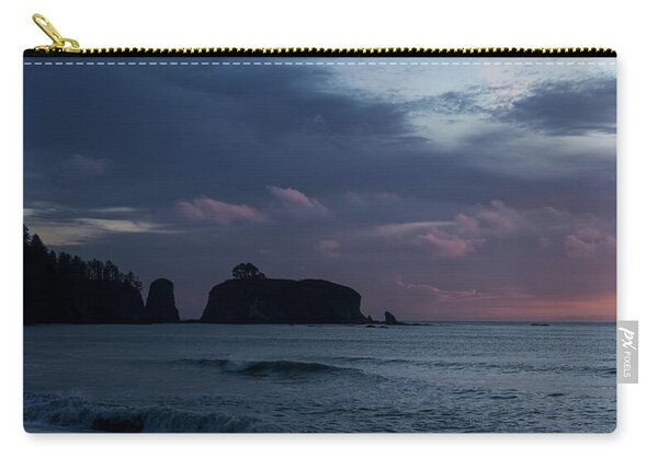 Serene Coastal Sunset with Cliffs Zip Pouch