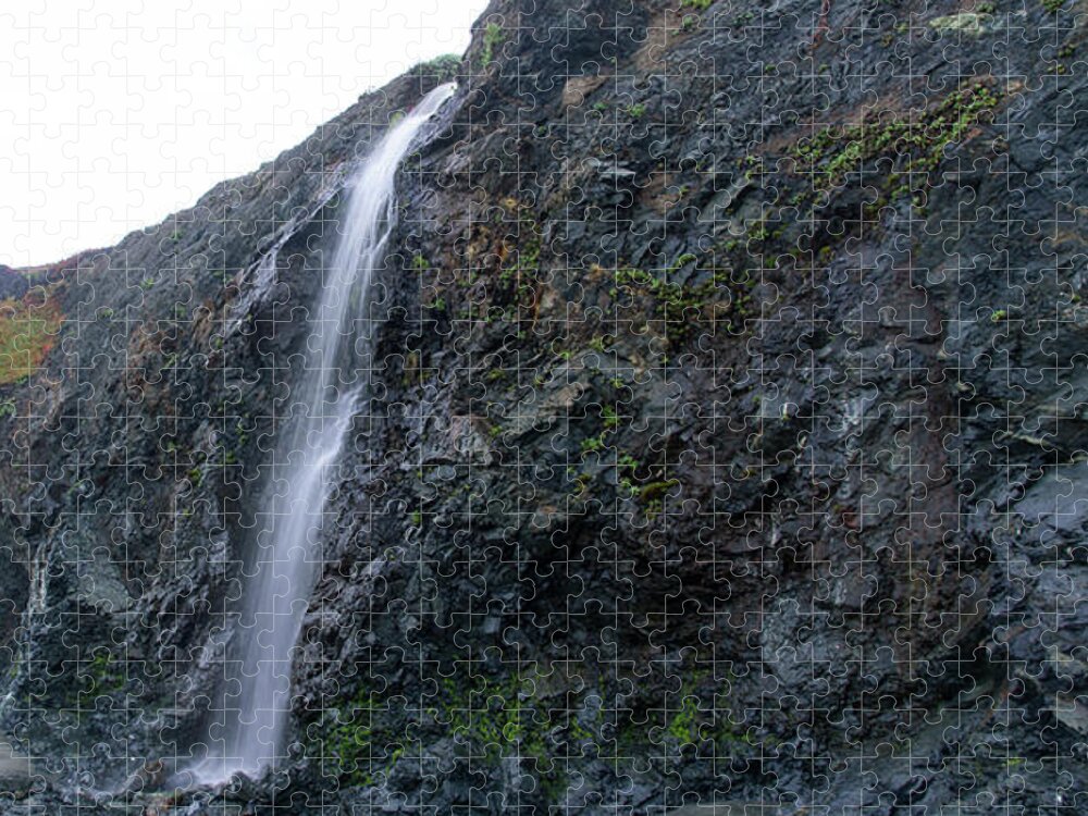 Secluded Coastal Waterfall Cascade Jigsaw Puzzle