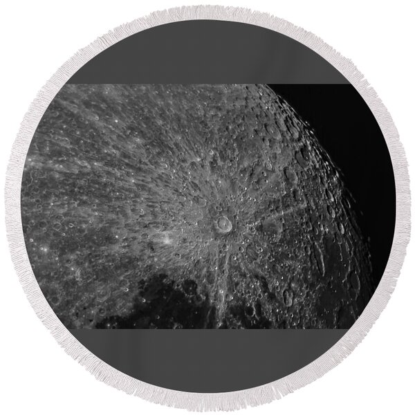 Lunar Surface Craters In Detail Round Beach Towel