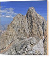 Majestic Mountain Peak Under Clear Skies Wood Print