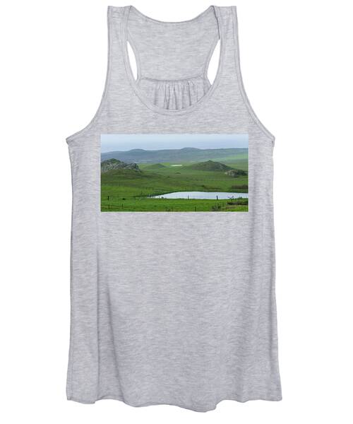 Tranquil Green Hills And Distant Sea Women's Tank Top