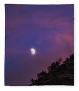 Moonlit Evening Over Silhouetted Hills Fleece Blanket