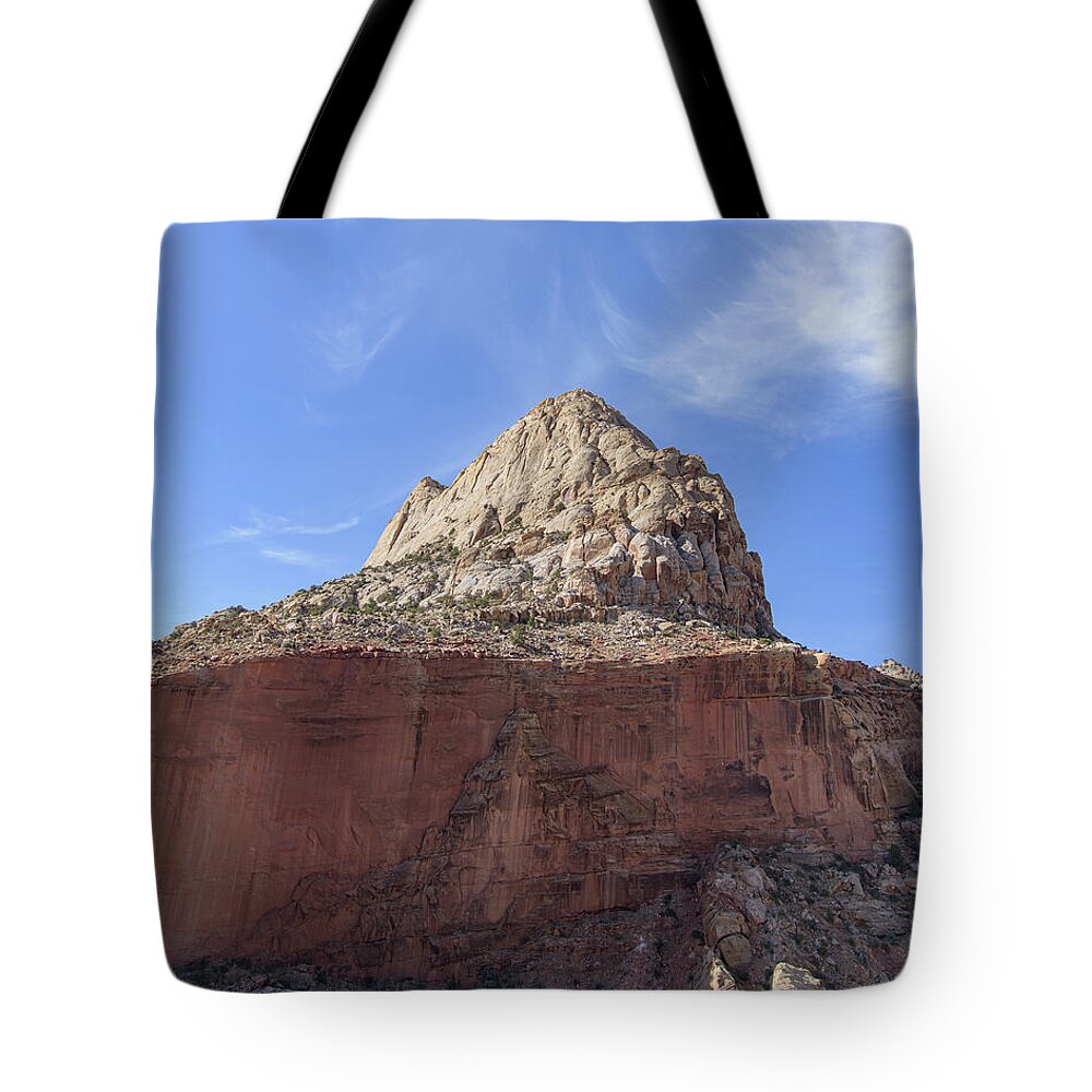 Majestic Mountain Peak Under Blue Sky Tote Bag