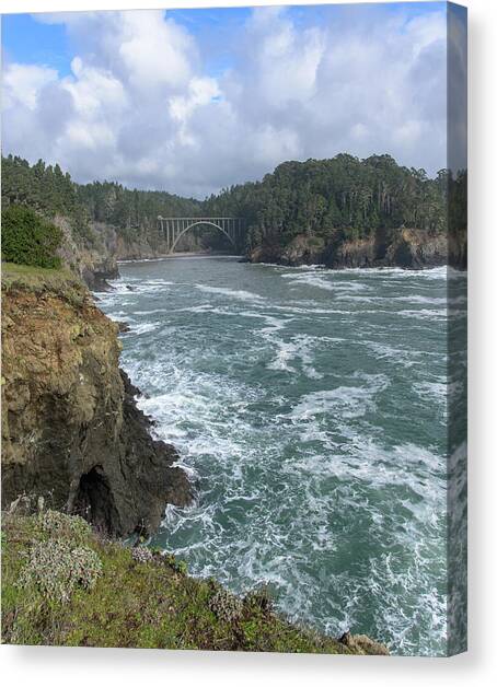Coastal Bridge Over Rushing Waters Canvas Art Print by Brandon Wichmann