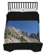 Majestic Mountain Peaks Under Blue Sky Duvet Cover