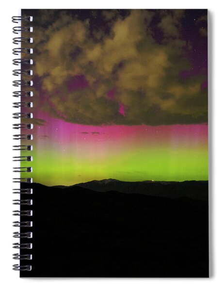 Vibrant Aurora Over Wasatch Mountain Range Spiral Notebook