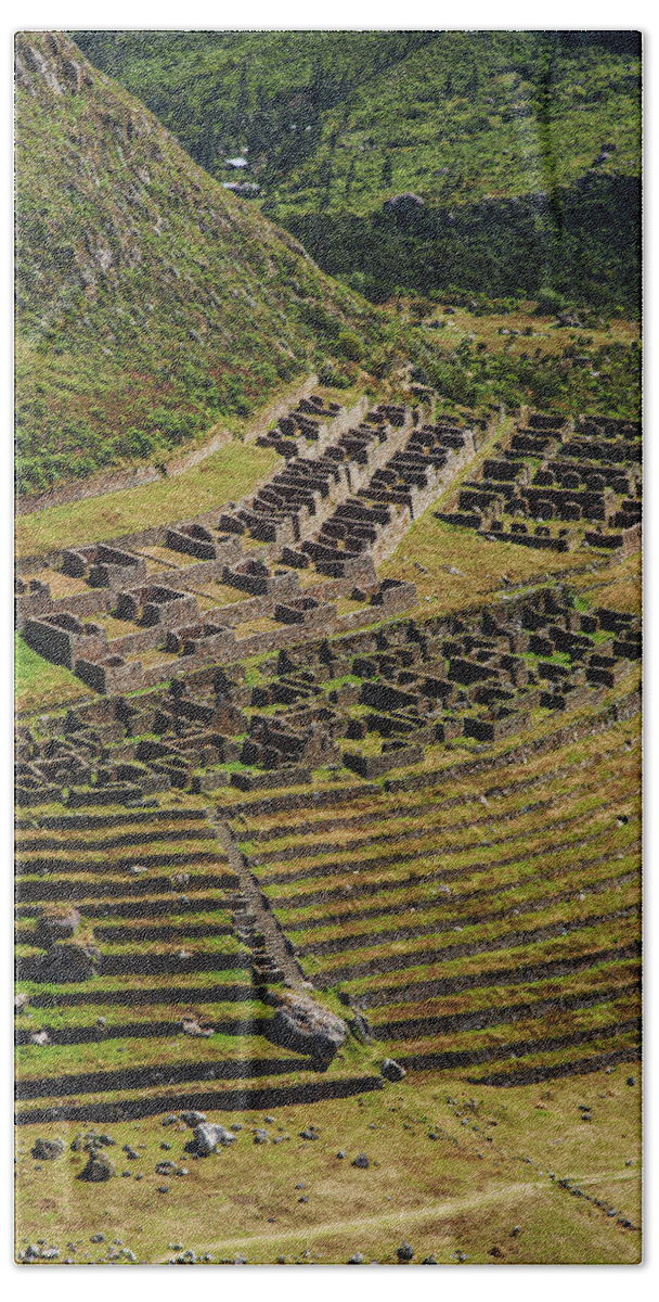 Ancient Terraces And Ruins In Andes Mountains Hand Towel
