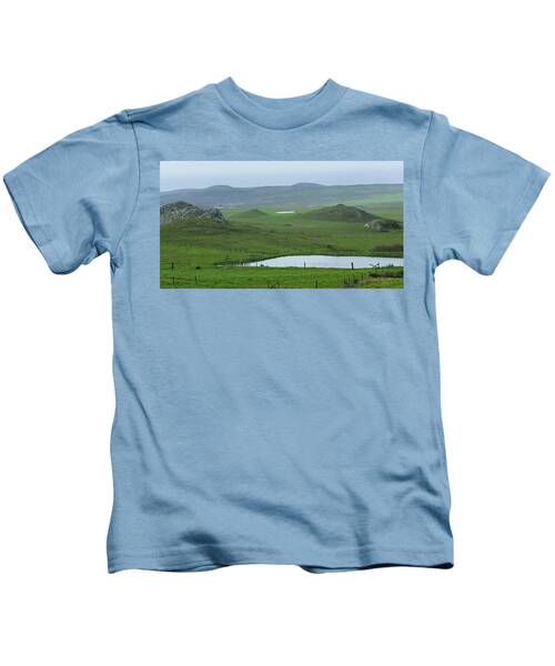 Tranquil Green Hills And Distant Sea Kids T-Shirt