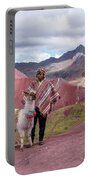 Peruvian Scene With Red Valley And Llama Portable Battery Charger
