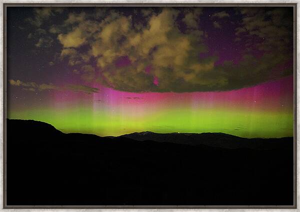 Vibrant Aurora Over Wasatch Mountain Range Framed Print