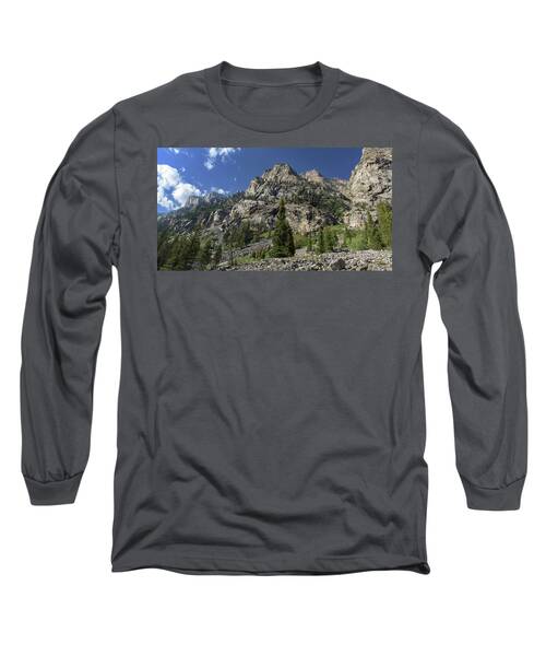 Majestic Mountain Peaks Under Blue Sky In Cascade Canyon Long Sleeve T-Shirt