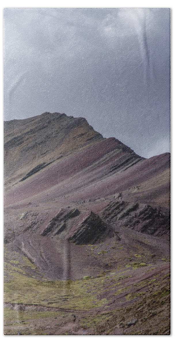 Majestic Andean Mountainscape With Colorful Striations Hand Towel