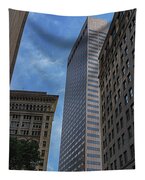 Skyscrapers Against Blue Sky Tapestry