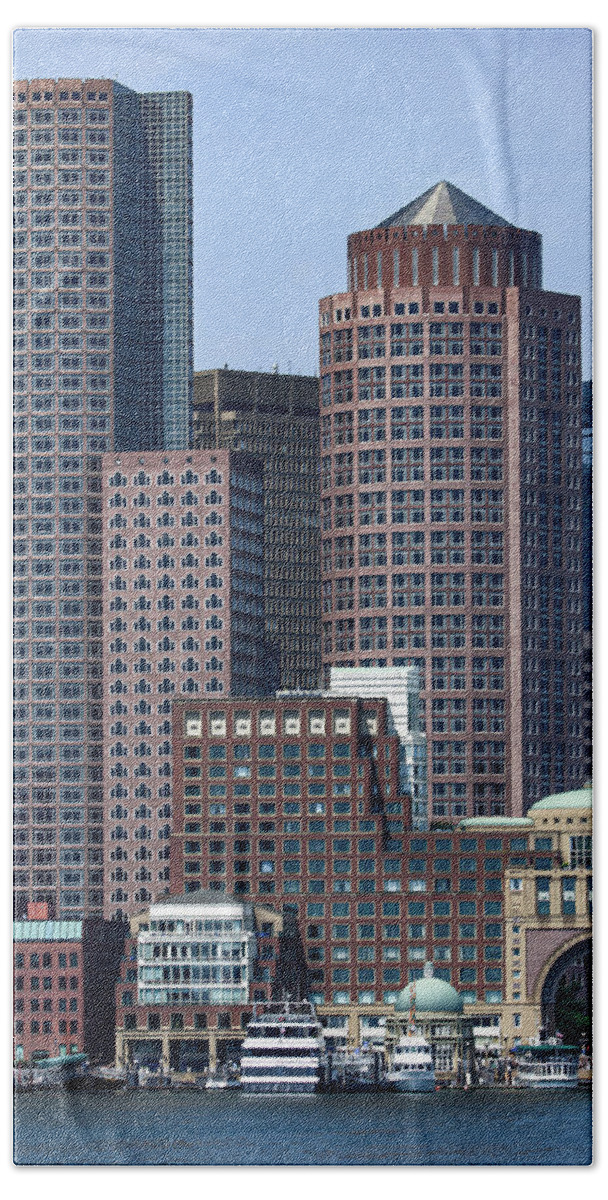 Boston Skyline by the Water Hand Towel