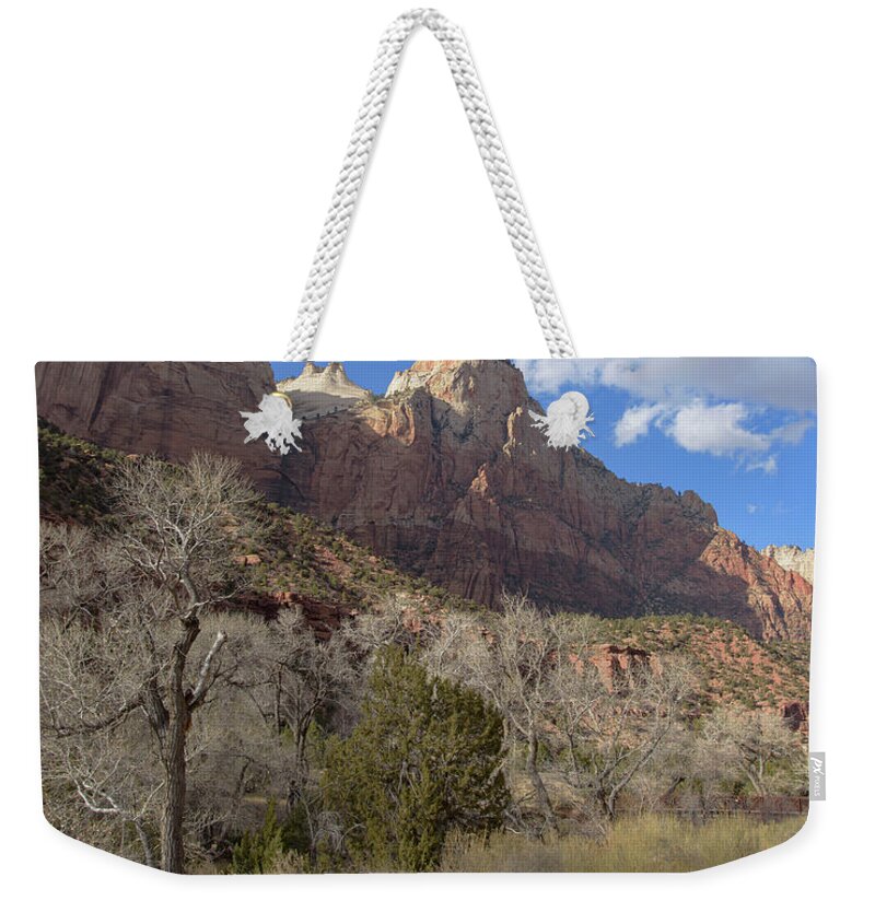 Majestic Mountain Under Clear Blue Sky Weekender Tote Bag