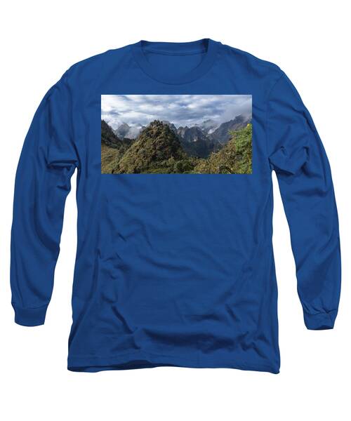 Misty Andes Mountain Range Landscape Long Sleeve T-Shirt