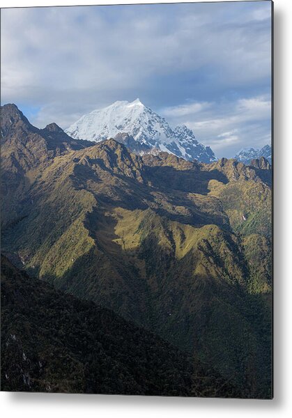 Majestic Andes Mountain Peaks Under Cloudy Sky Metal Print