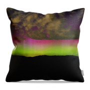 Vibrant Aurora Over Wasatch Mountain Range Throw Pillow