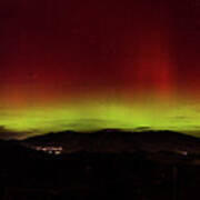 Northern Lights Over Mountain Range Art Print