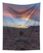 Desert Sunset Over Rugged Terrain Tapestry