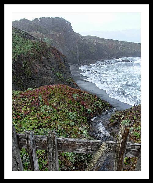 Rocky Coastline With Vibrant Foliage Framed Print