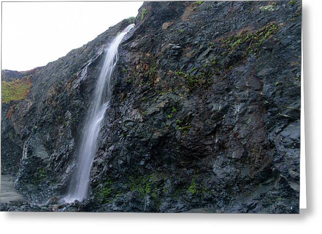 Secluded Coastal Waterfall Cascade Greeting Card