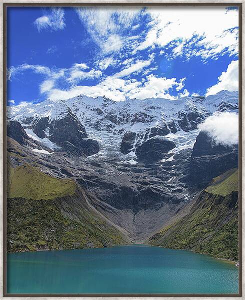 Majestic Mountain Overlooks Humantay Lake Framed Print