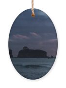 Serene Coastal Sunset with Cliffs Ornament