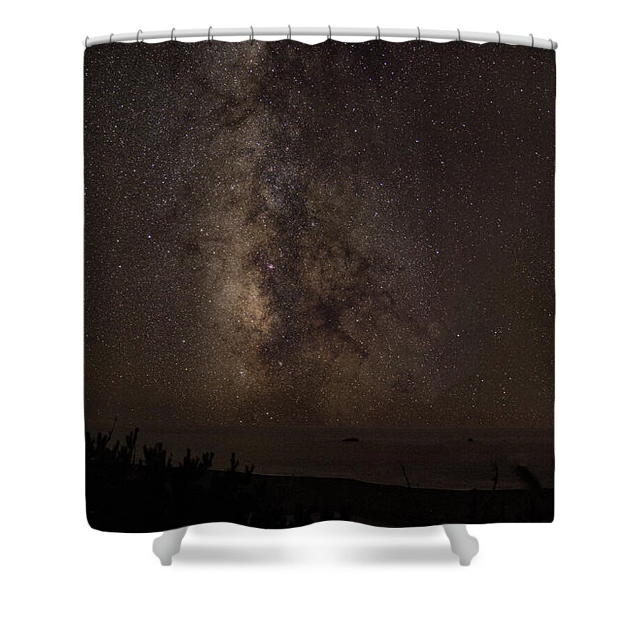 Milky Way Over Tranquil Shoreline Shower Curtain