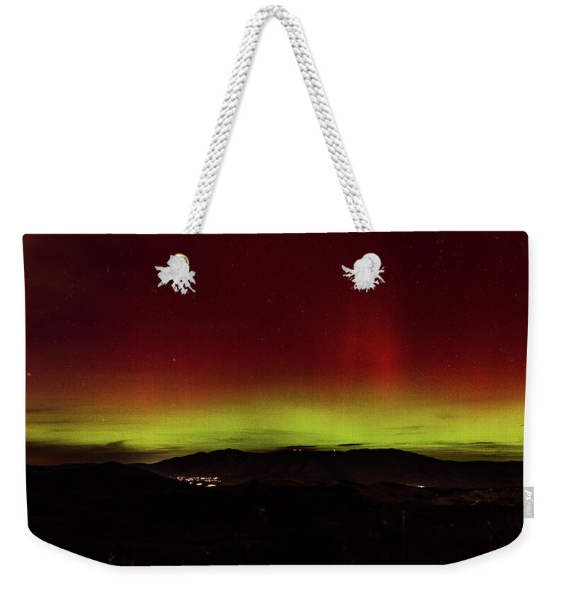 Northern Lights Over Mountain Range Weekender Tote Bag