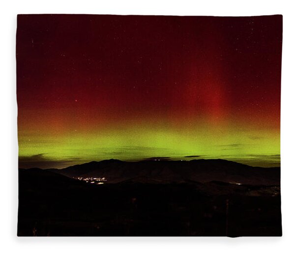 Northern Lights Over Mountain Range Fleece Blanket