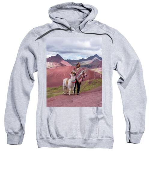 Peruvian Scene With Red Valley And Llama Sweatshirt
