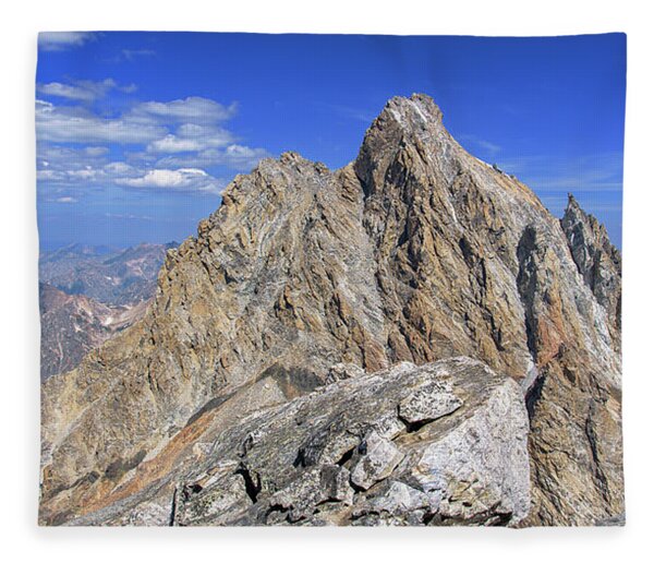 Majestic Mountain Peak Under Clear Skies Fleece Blanket