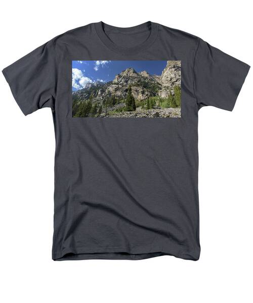 Majestic Mountain Peaks Under Blue Sky In Cascade Canyon Men's T-Shirt  (Regular Fit)