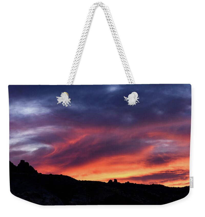 Vivid Twilight over Rocky Silhouette Weekender Tote Bag