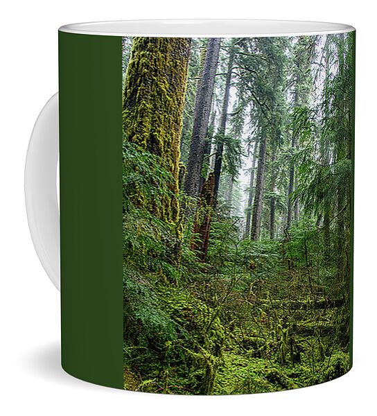 Misty Forest Silhouettes In Olympic National Park Coffee Mug