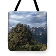 Misty Andes Mountain Range Landscape Tote Bag