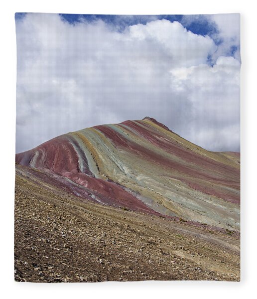 Colorful Mountain Range Under Cloudy Sky Fleece Blanket