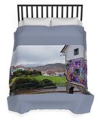 Street Scene with Colorful Mural Duvet Cover