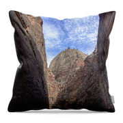 Towering Canyon Cliffs And Blue Sky Throw Pillow