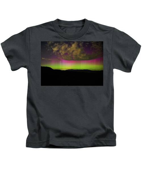 Vibrant Aurora Over Wasatch Mountain Range Kids T-Shirt